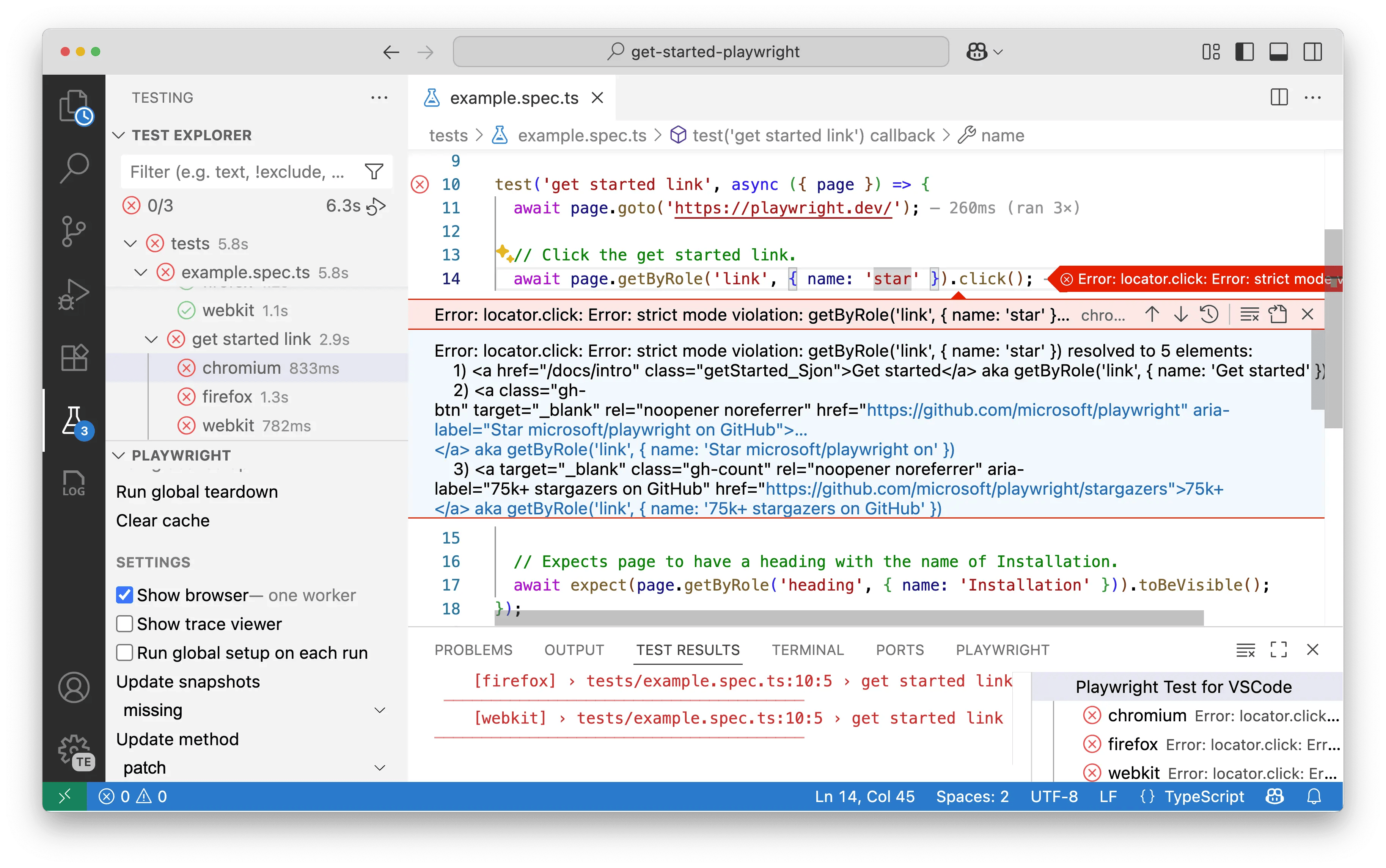 error messaging in vs code