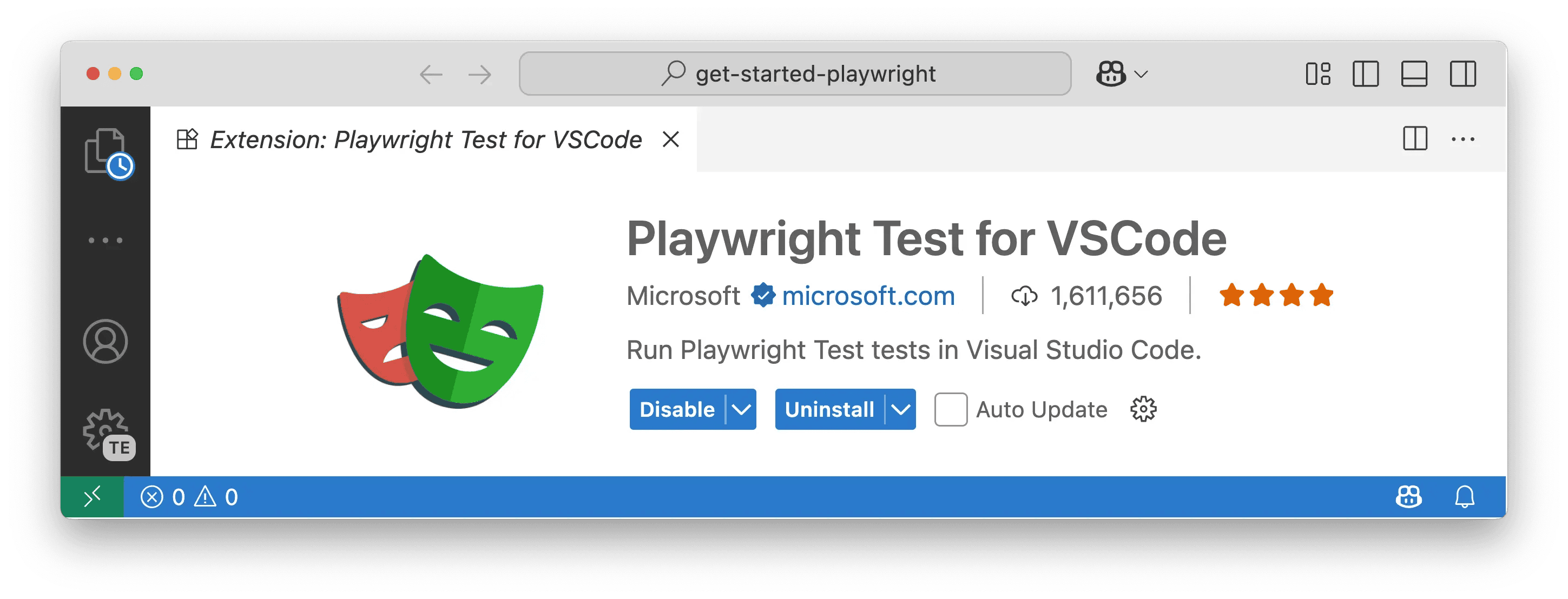 install playwright extension